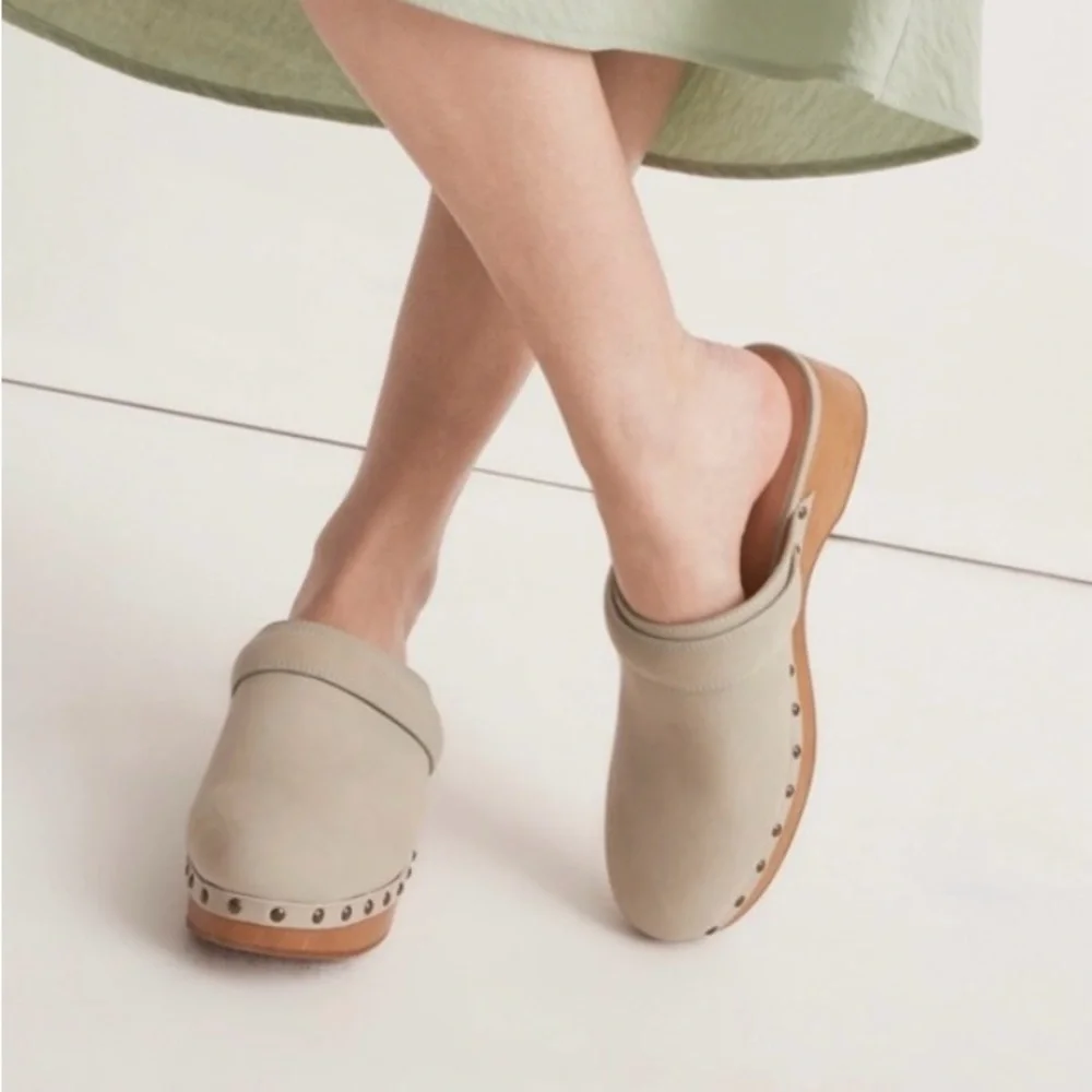 Madewell Cecily Leather Clogs Women 6.5 in Celery Green - Picture 2 of 9